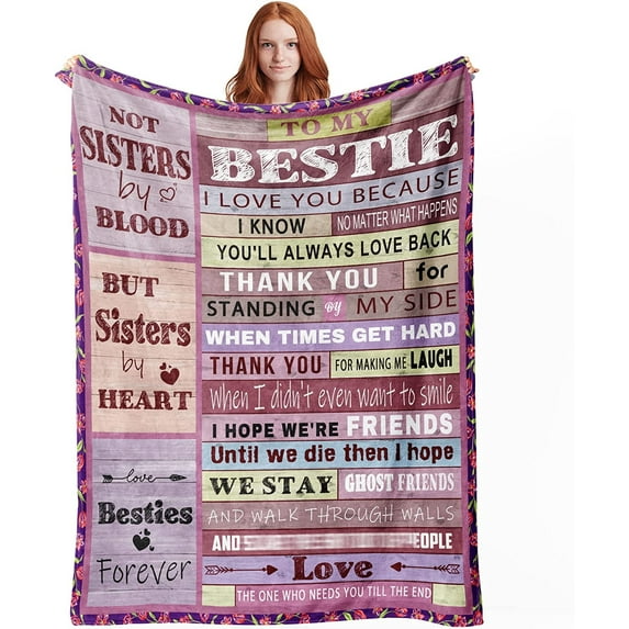 Bestie Gifts to My Bestie Blanket Best Friend Birthday Gifts for Women Bestie Sister Teen Girls Long Distance Friendship Gift Christmas or Valentines Gift for Her Throw Blankets 60"X 50"