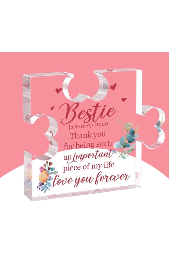 Bestie Gifts For Women, Best Bestie Gifts Engraved Puzzle Piece Keepsake 5.9 X5.12 Inch, Friendship Gifts For Women, Birthday Christmas Thank You Gifts For Friend Bestie Bff (Bestie)