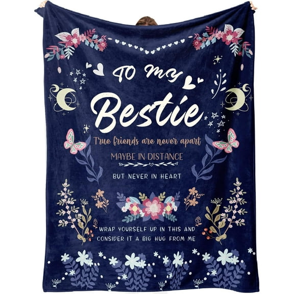Bestie Gifts for Women - Best Friend Blanket Gift 60 x 50 Inch - Bestie Gift on Mothers Day, Best Friend Happy Birthday Gifts - Friendship Flannel Throw Blanket Thinking of You Far Away Gifts