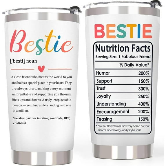 Bestie Gifts for Women Best Friend Tumbler - Best Friend Birthday Gifts for Besties, Friendships Gift for Women Female, Tumbler Travel Coffee Cup, 20 oz