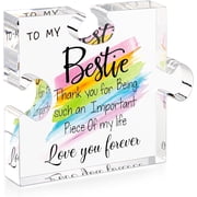 Bestie Gifts for Women, Puzzle Piece Acrylic Plaque, Friendship Desk Decor, Birthday Anniversary Thanksgiving Presents for Best Friend
