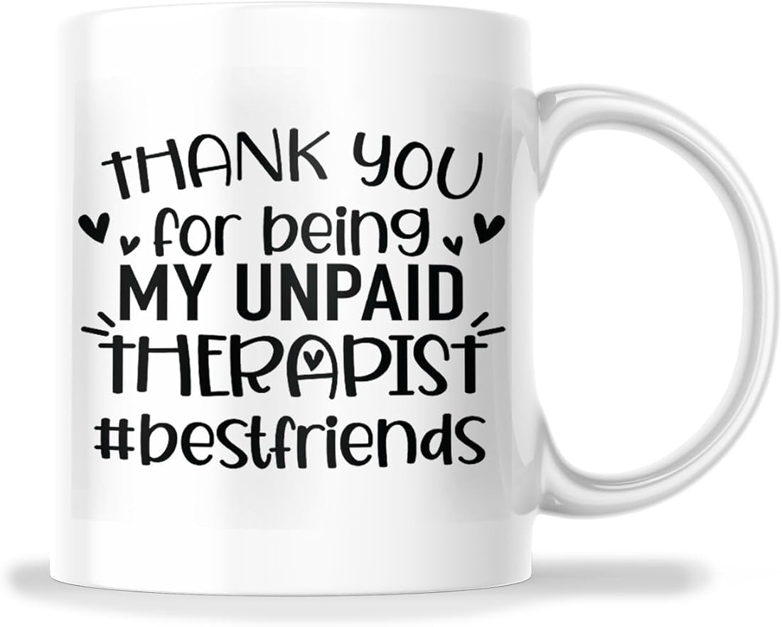 KVelpro Taza Con Texto En Inglés "Thank You For Being My Unpaid Therapist" (Thank You For Being My Unpaid Therapist), Taza De Té Con Texto En Inglés "Thank You For Being