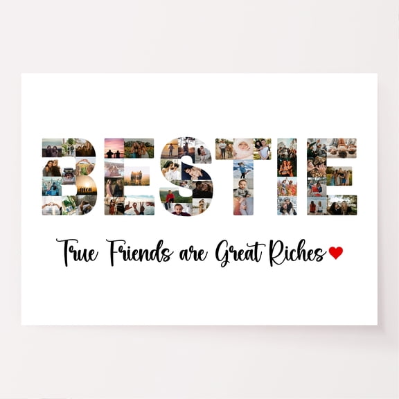 Bestie Personalized Digital Collage, Gift for Best Friend, Photo BFF gift, Bestie Custom Photo Collage Poster 12x16