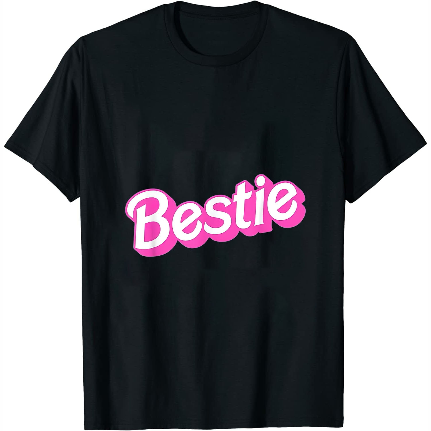 Bestie Pink & White Overlapping Font Halloween Costume Womens TShirt