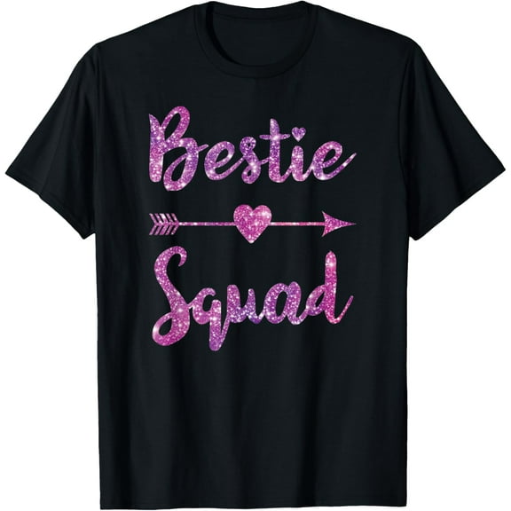 Bestie Squad Best Friends Fun BFF Matching Couple Girls Trip T-Shirt men and women can wear, black, white, gifts