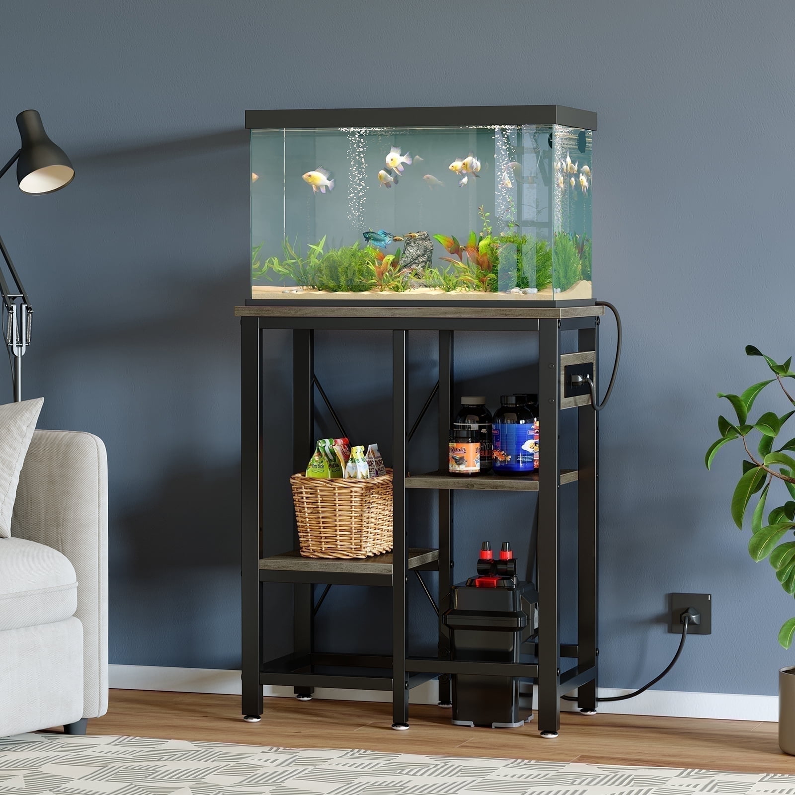 Bestier 10 Gallon Fish Tank Stand, Metal Aquarium Rack, 3-Tier with ...
