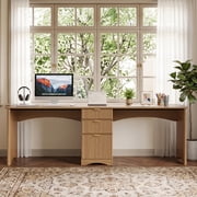 Bestier 95" 2 Person Computer Desk with Drawers, Fluted Two Person Office Desk, Long Double Writing PC Desk for Home Off