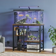 Bestier 20-29-37 Gallon Fish Tank Stand with Power Outlets, 3-Tier Heavy Duty Metal Aquarium Stand Reversible Storage Shelf