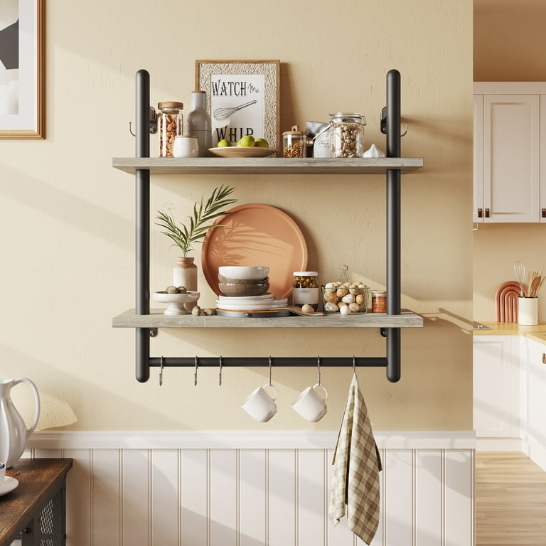 Bestier 24 Kitchen Wall Shelves 2-Tier Floating Shelves for