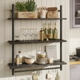 thumbnail image 1 of Bestier 31" Kitchen Wall Shelves 3-Tier Floating Shelves for Bathroom, Bedroom, Living Room, Black Marble, 1 of 7