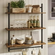 Bestier 31" Kitchen Wall Shelves 3-Tier Floating Shelves for Bathroom, Bedroom, Rustic Brown