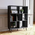 Bestier 37 inch Wood Open Storage Bookcase Cube Organizer Shelves Black