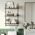 thumbnail image 1 of Bestier 38 inch Wall Mounted Floating Shelves with Towel Bar & Hooks Bookshelf in Charcoal, 1 of 10