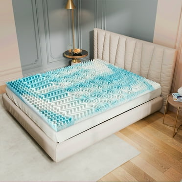 Bestier 4 inch 5-Zone Twin Mattress Topper, Gel Infused Memory Foam Mattress Topper for Pressure Relief, Egg Crate Bed Topper with Airflow Channels