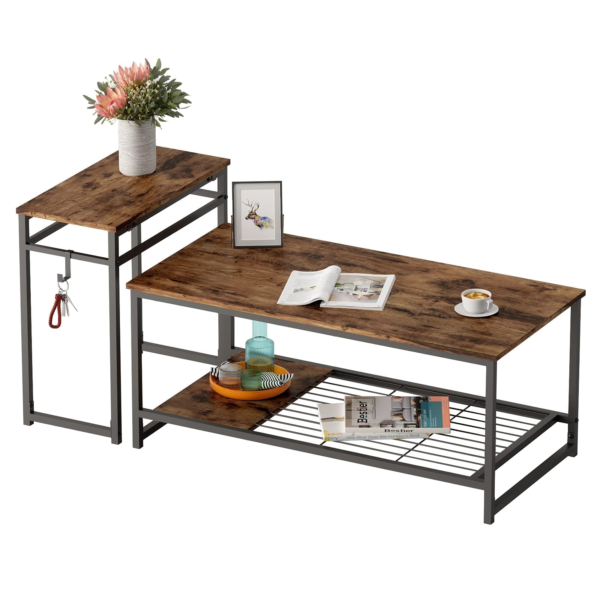 Bestier 41.7 inch Coffee Table & End table Set, Rustic