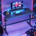 thumbnail image 1 of Bestier 42" Gaming Desk PC Computer Table with LED Lights & Monitor Stand & Hook & Cup Holder in Blue, 1 of 9