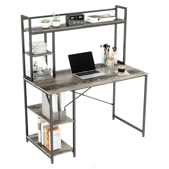 Bestier Desk with Hutch, Adult Lap Desks, 23.6" x 47.2", Gray