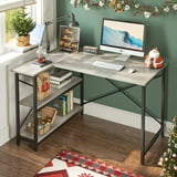 Bestier 47 inch Corner L-Shaped Desk with Storage Shelves Writing Desk ...