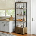 thumbnail image 1 of Bestier 5 Tier Kitchen Baker's Rack with Storage Cabinet Microwave Stand in Oak, 1 of 8