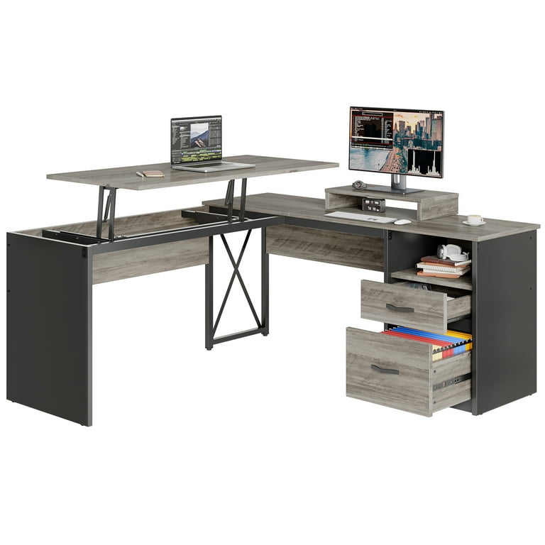 High top desk with hot sale drawers