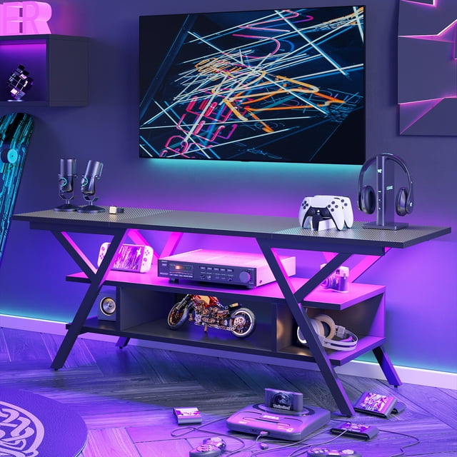 Bestier 55" Gaming TV Stand with LED Light for TVs up to 65