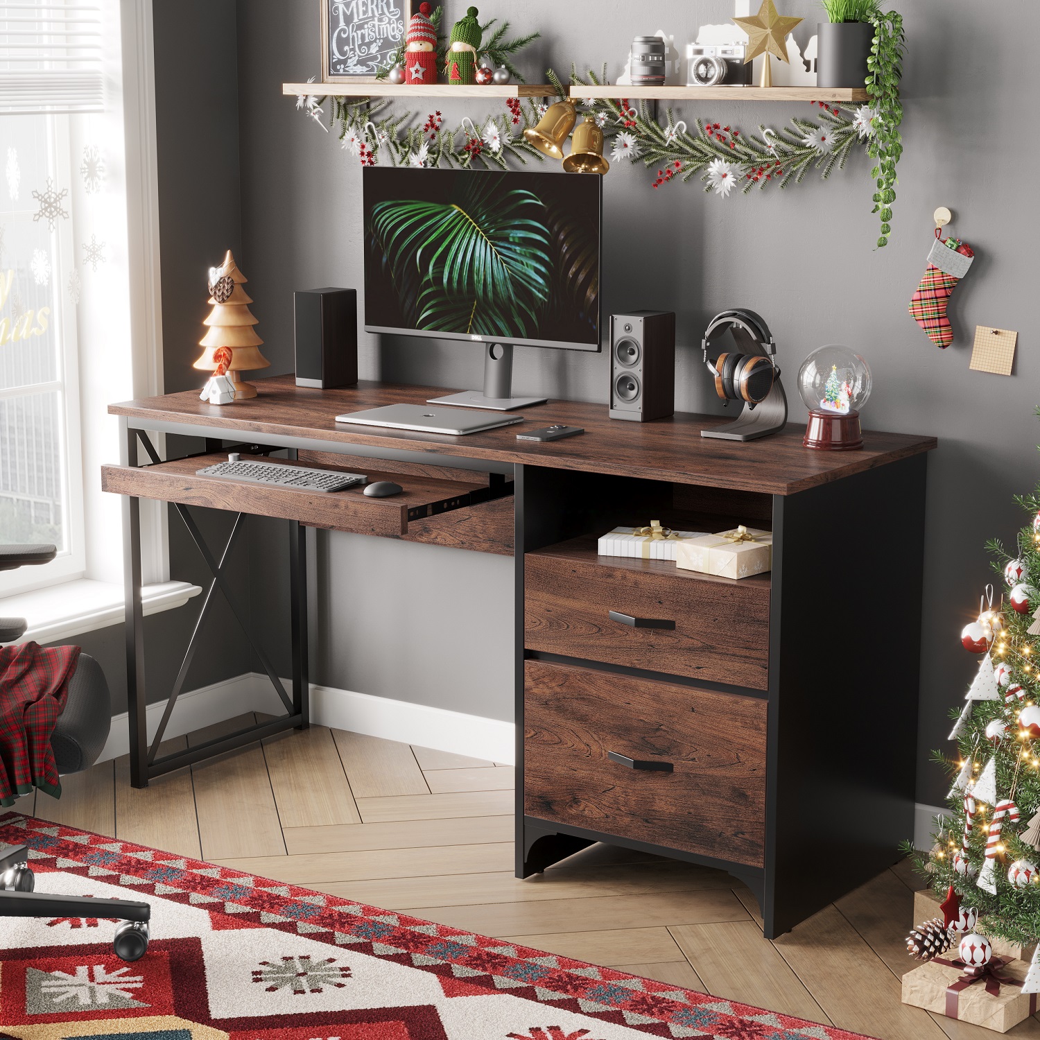 Ameriwood Home Student Computer Desk with Drawer, Inspire Cherry