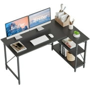 Bestier 55 inch Corner L Shaped Computer Desk with Storage Shelves Black