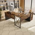 thumbnail image 1 of Bestier 55 inch L-Shaped Lift Top Desk with Storage, Sit to Stand Computer Desk with Monitor Stand & File Drawer in Rustic Brown, 1 of 11