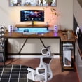 thumbnail image 1 of Bestier 58" Computer Desk with LED Lights L Shaped Corner Desk with Power Outlet & Monitor Stand Home Office Desk, Rustic, 1 of 10