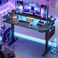 thumbnail image 1 of Bestier 58"x27" Gaming Electric Height Adjustable Standing Desk Stand up Desk with Monitor Shelf & LED Lights in Carbon Fiber, 1 of 12