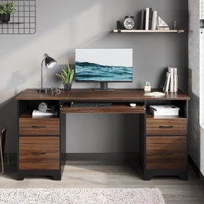Bestier 59” Computer Desk with 4 Drawers, Office Executive Desk with File Drawer, Keyboard Tray for Home Office, Cheery