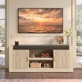 thumbnail image 1 of Bestier 59" TV Stand for TVs up to 65 Inch, Mid Century Modern Entertainment Center with Vertical Fluted Doors, Thick Panel Design, Storage Cabinets, Open and Adjustable Shelves for Living Room,Oak, 1 of 9