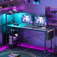 thumbnail image 1 of Bestier 61" Reversible Gaming Desk Computer Desk with LED Lights 4 Tier Shelves Black, 1 of 10
