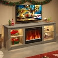 thumbnail image 1 of Bestier 63" Fireplace TV Stand for TVs Up to 70 inch, Entertainment Center with Electric Fireplace, Storage Cabinets, LED Lights, Open Shelves and Cable Holes, Media Console for Living Room, Grey, 1 of 11