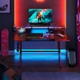thumbnail image 1 of Bestier 63 inch Gaming Desk with RGB LED Lights PC Computer Desk with Controller Stand Cup Holder Headphone Hook Red, 1 of 7