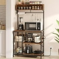 thumbnail image 1 of Bestier 65" Bakers Rack with Power Outlets, 5-Tier Kitchen Storage Shelves, Microwave Stand with 2 Wire Basket & 10 Hooks in Rustic, 1 of 8