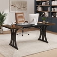 thumbnail image 1 of Bestier 70" Executive Desk, Large Computer Desk for Home Office with 1.18" Thick Wood Top, Modern Writing and Study Table for Professional Working, Sturdy Executive Office Desk for Home Office, Brown, 1 of 14