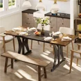 thumbnail image 1 of Bestier 70" Rectangular Dining Table for 6-8 People, Modern Farmhouse Kitchen Table with Sturdy Metal Legs, Large Industrial Wood Table for Family Gatherings, Party & Banquet, Brown, 1 of 11
