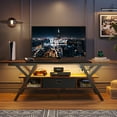 thumbnail image 1 of Bestier 70" Gaming TV Stand for TVs up to 75" with Power Outlets Entertainment Center with LED Light, Rustic Brown, 1 of 9