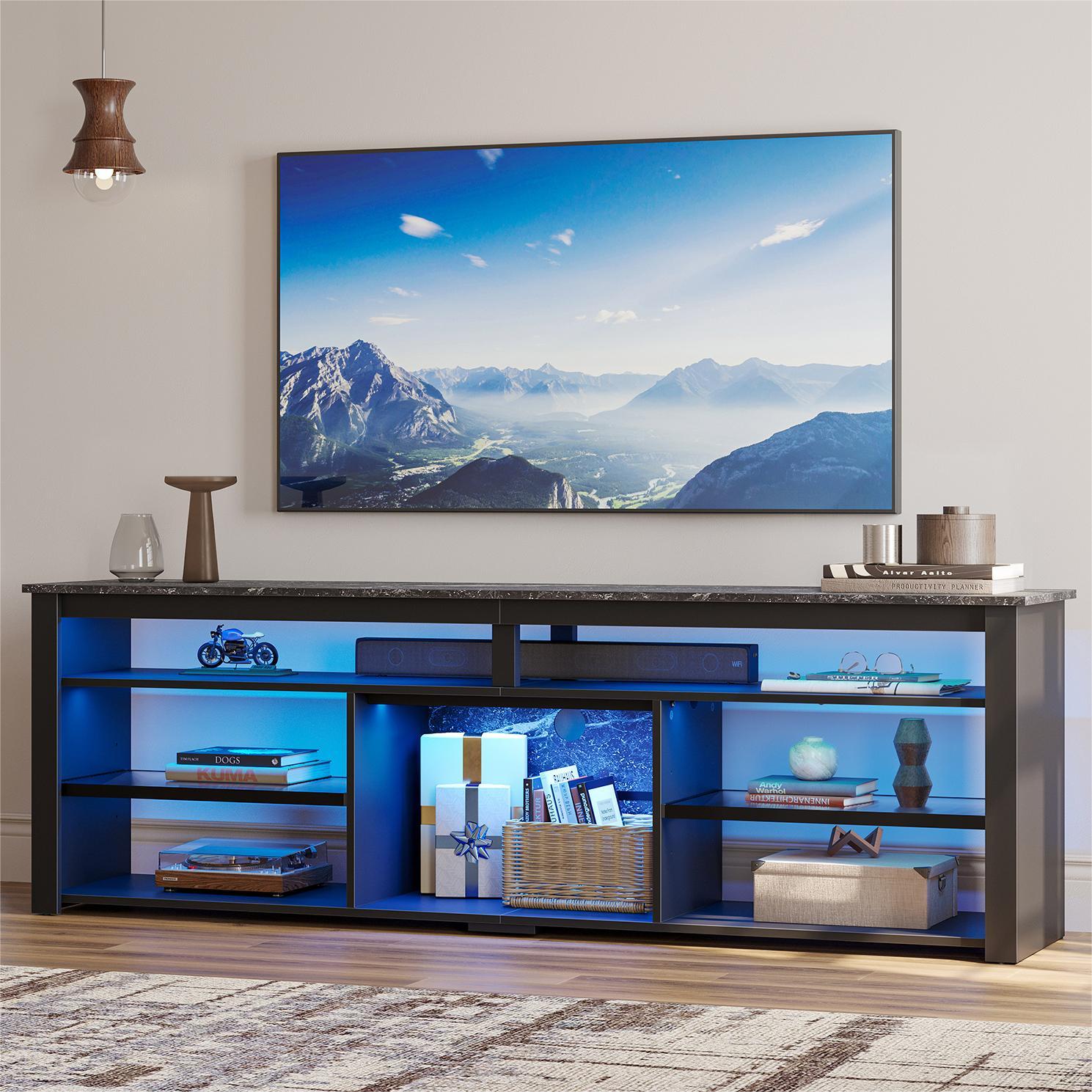 festivo-stylish-70-inch-tv-stand-with-marble-printed-top-navy-blue