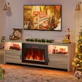 thumbnail image 1 of Bestier 71" Fireplace TV Stand for TVs up to 75" LED Entertainment Center with 23" Remote Control Electric Fireplace, Pinewood, 1 of 12