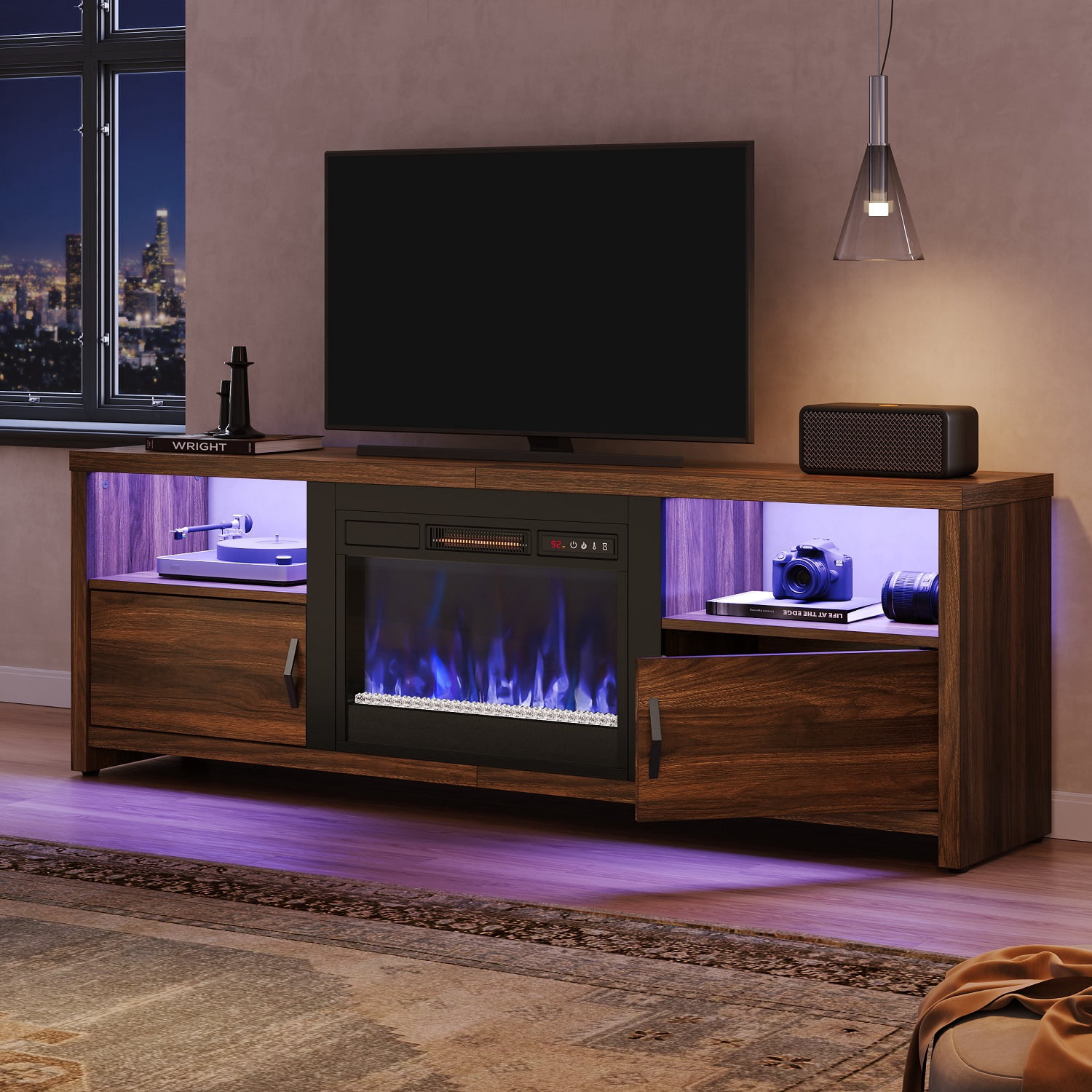 Bestier 71 Inch Electric Fireplace 75 inch TV Stand with Fireplace ...