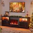 thumbnail image 1 of Bestier 71 inch Electric Fireplace TV Stand for TVs up to 75", Modern Entertainment Center with LED Lights, Black Marble, 1 of 11