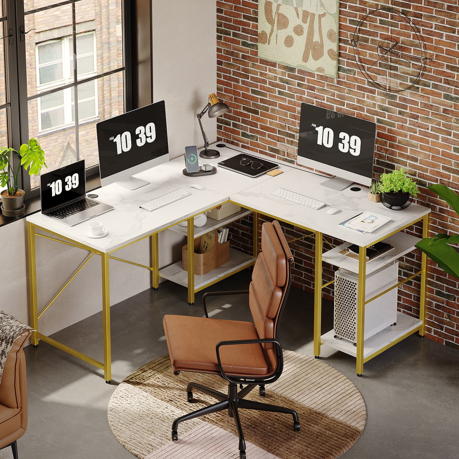 Novogratz computer on sale desk white marble
