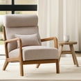 thumbnail image 1 of Bestier Accent Chairs for Living Room, Mid-Century Modern Arm Chair with High Back and Waist Cushion, Upholstered Reading Armchair with Solid Wood Frame, Beige, 1 of 9