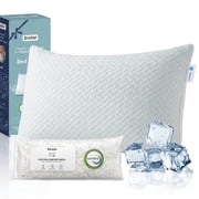 Bestier Cooling Memory Foam Pillow, Standard Size Adjustable Pillow with Shredded Memory Foam & Microfiber Fill, 20 x 25 in, White