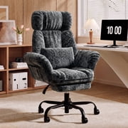 Bestier Big and Tall Executive Office Chair with Massage and Footrest Ergonomic Computer Desk Chair Reclining High Back Plush Velvet Swivel Chair with Lumbar Ba