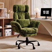 Bestier Big and Tall Executive Office Chair with Massage and Footrest Ergonomic Computer Desk Chair Reclining High Back Plush Velvet Swivel Chair with Lumbar Ba