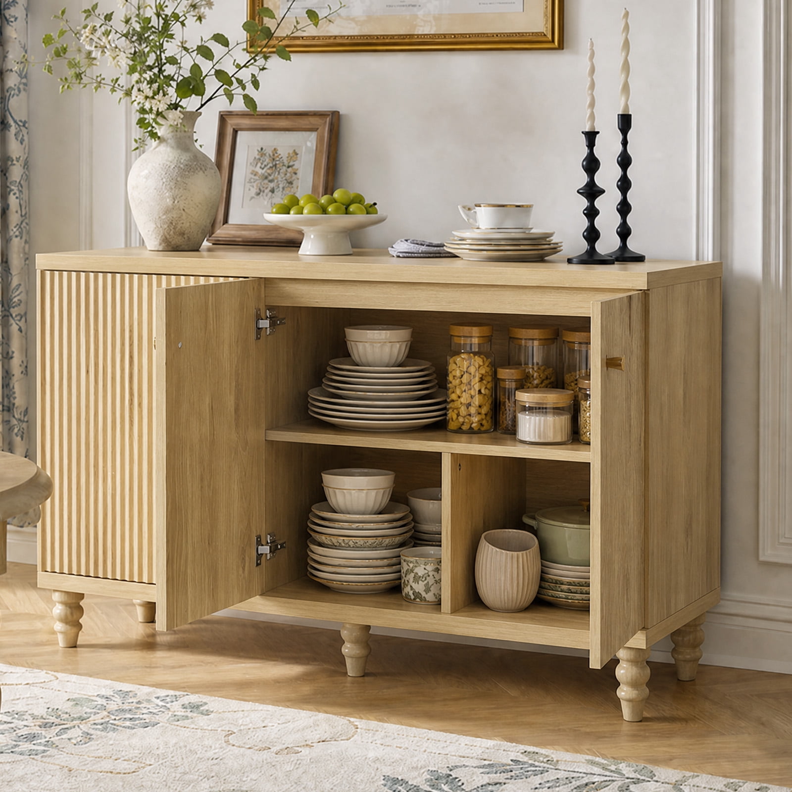 Bestier Buffet with Storage,Modern Fluted Sideboard — free download