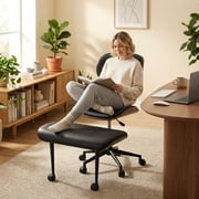 Bestier Ergonomic Cross Legged Office Chair, Wide Seat Armless Criss Cross Desk Chair, 360 Swivel Adjustable Height Computer Chair , Black PU leather Chair for Home Office, Meditation & ADHD
